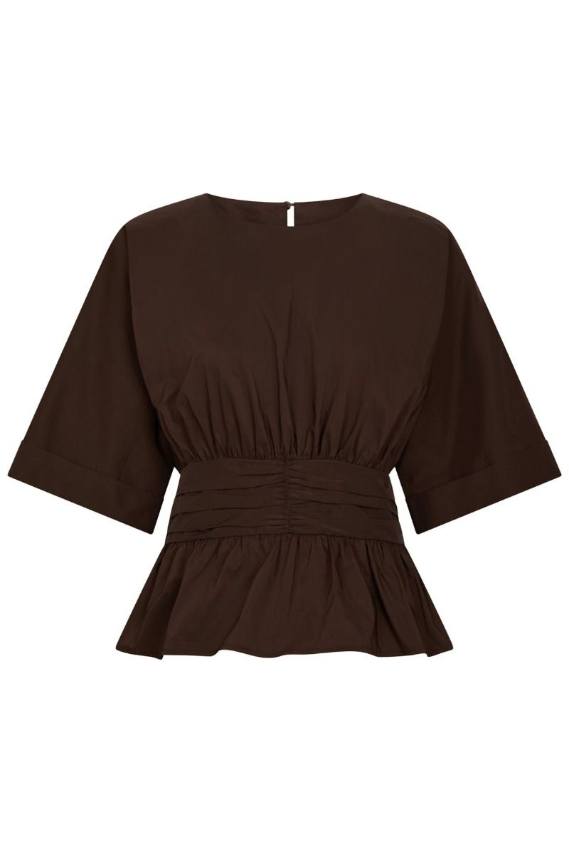 Neo Noir - Top - Annegret Poplin Blouse - Chocolate Brown