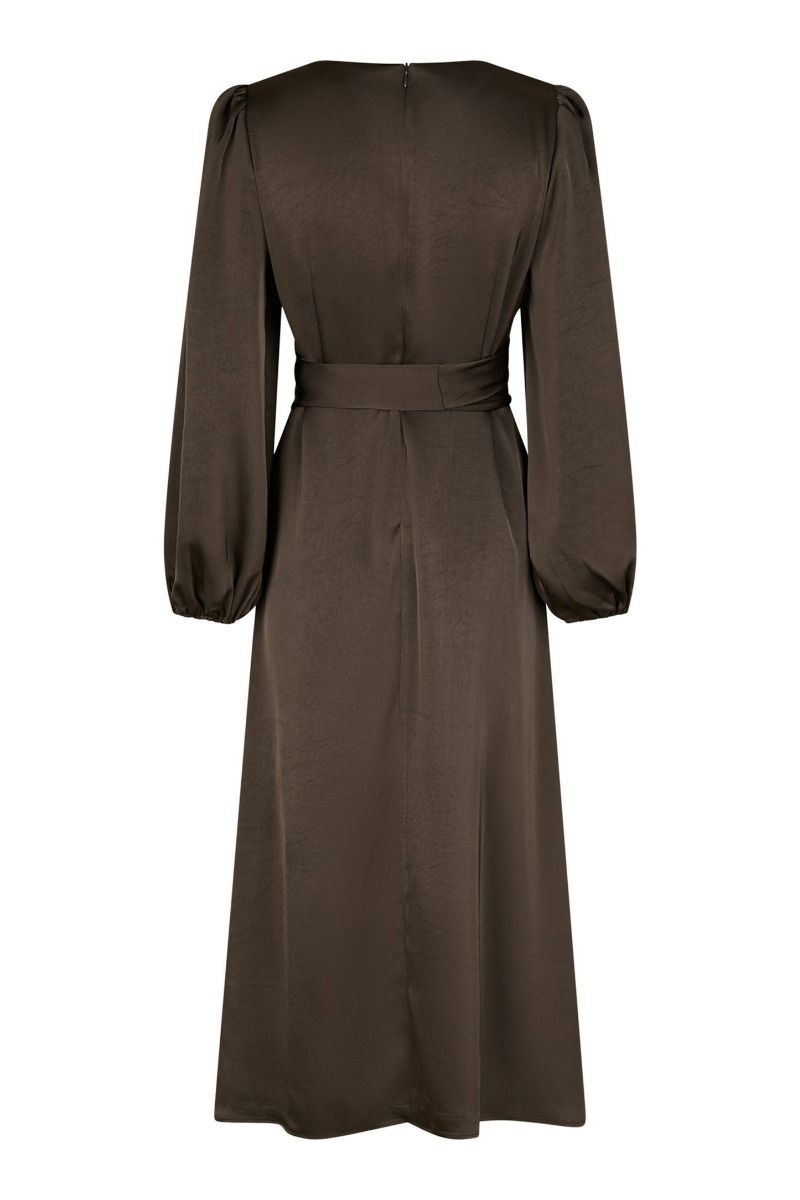 Neo Noir - Kjole - Rimini Heavy Sateen Dress - Dark brown 