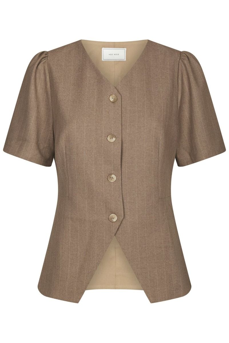 Neo Noir - Bluse - Jules Pinstripe Blouse - Taupe