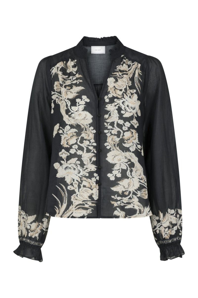 Neo Noir - Bluse -  Brise Printed Voile Blouse - Navy