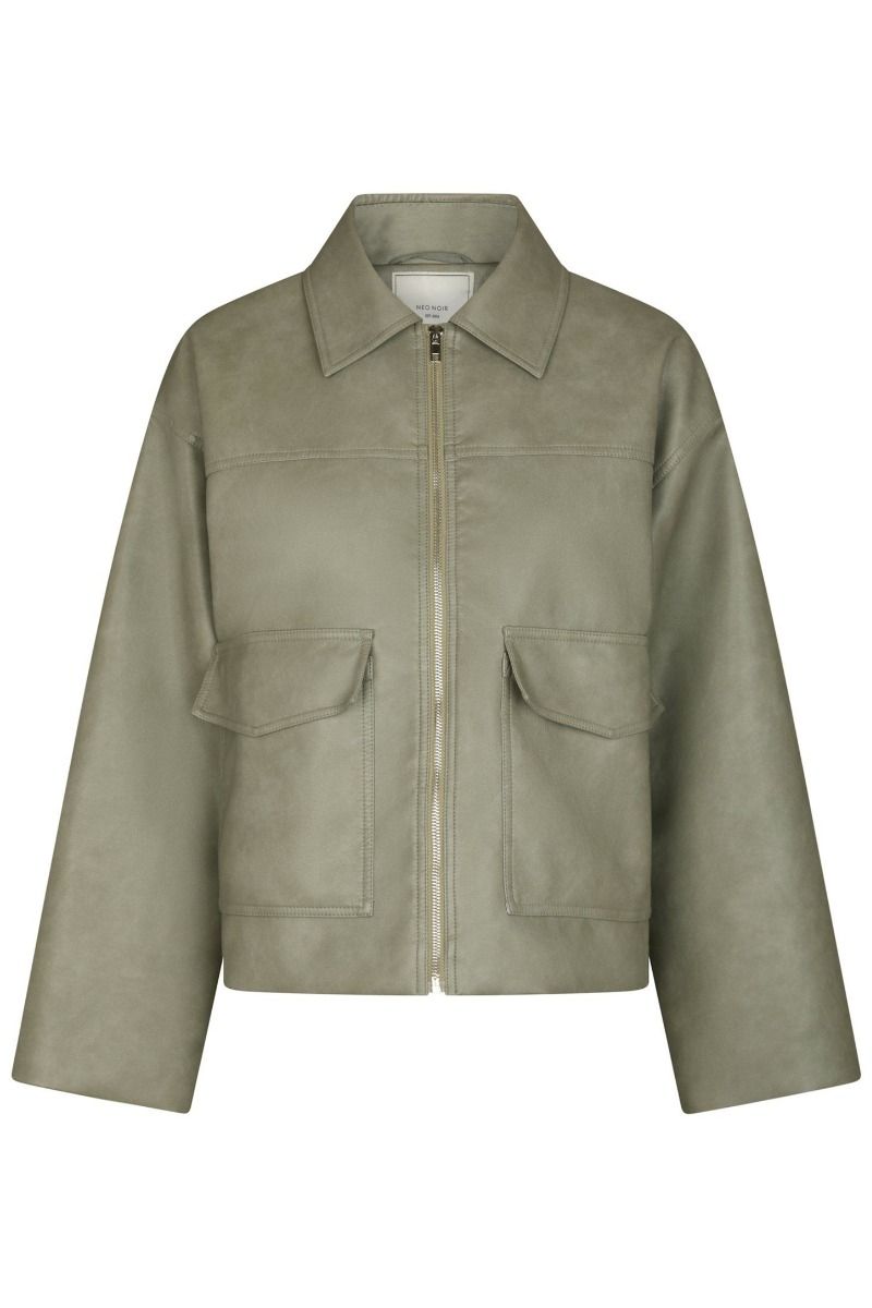 Neo Noir - Jakke - Titan Faux Leather Jacket - Soft Green