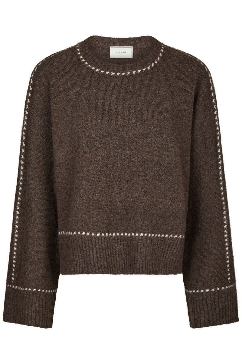 Neo Noir - Strik - Roeme Knit Stitch Blouse - Brown Melange