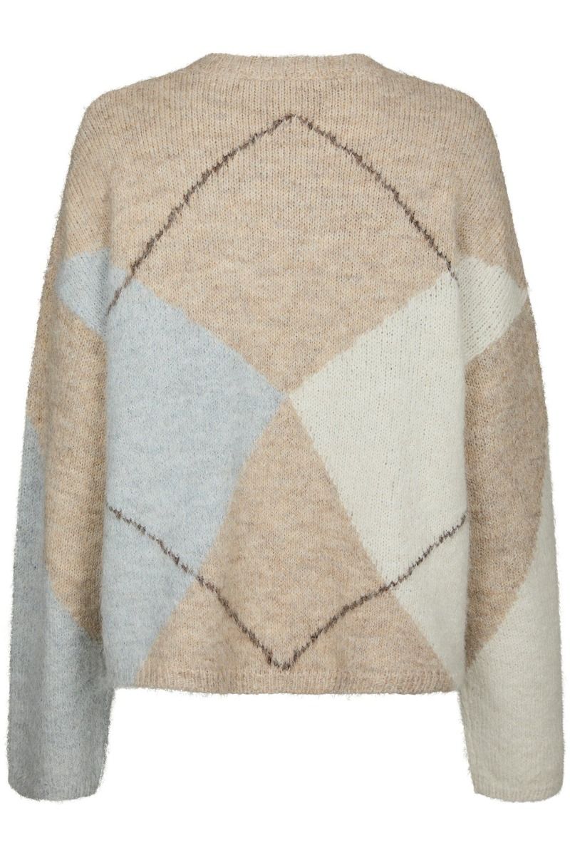 Neo Noir - Strik - Inga Check Fluff Knit Blouse - Beige Melange