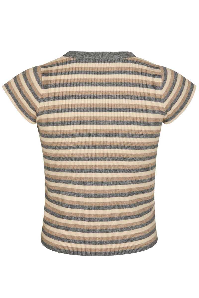 Neo Noir - T-shirt - Tirra Simple Stripe Knit Top - Grey