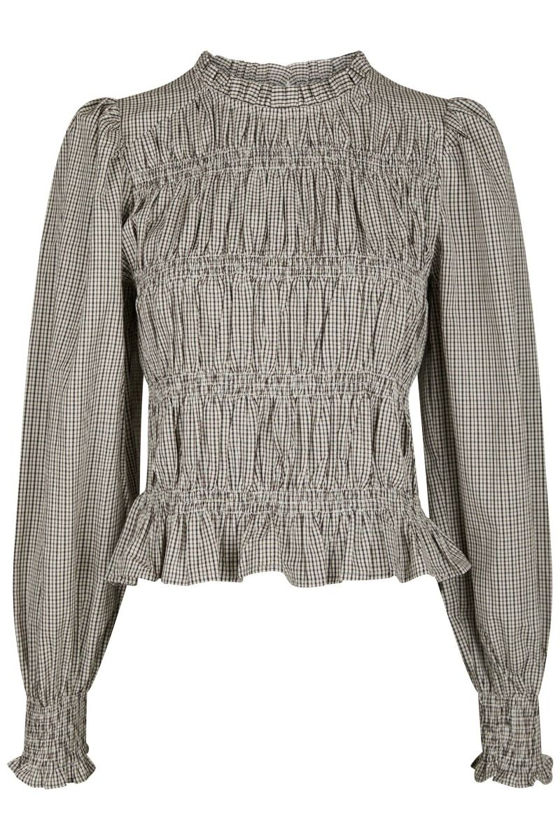 Neo Noir - Marcia Check Blouse - Dusty Brown