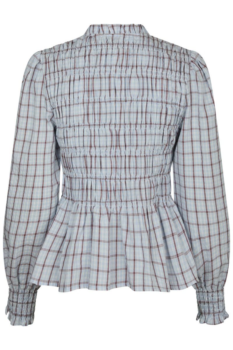 Neo Noir - Skjorte - Mocca Smock Check Blouse - Light Blue