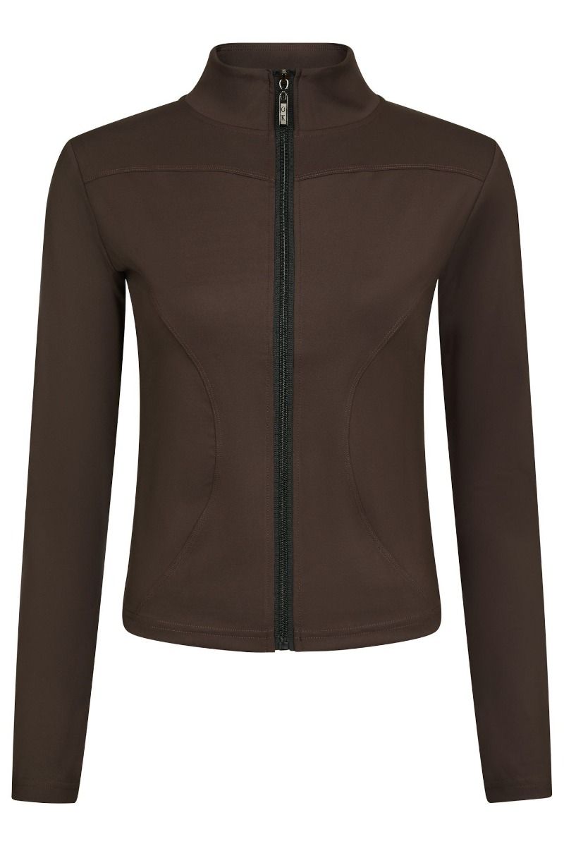 Neo Noir - Bluse - Nolana Zip Blouse - Chocolate Brown