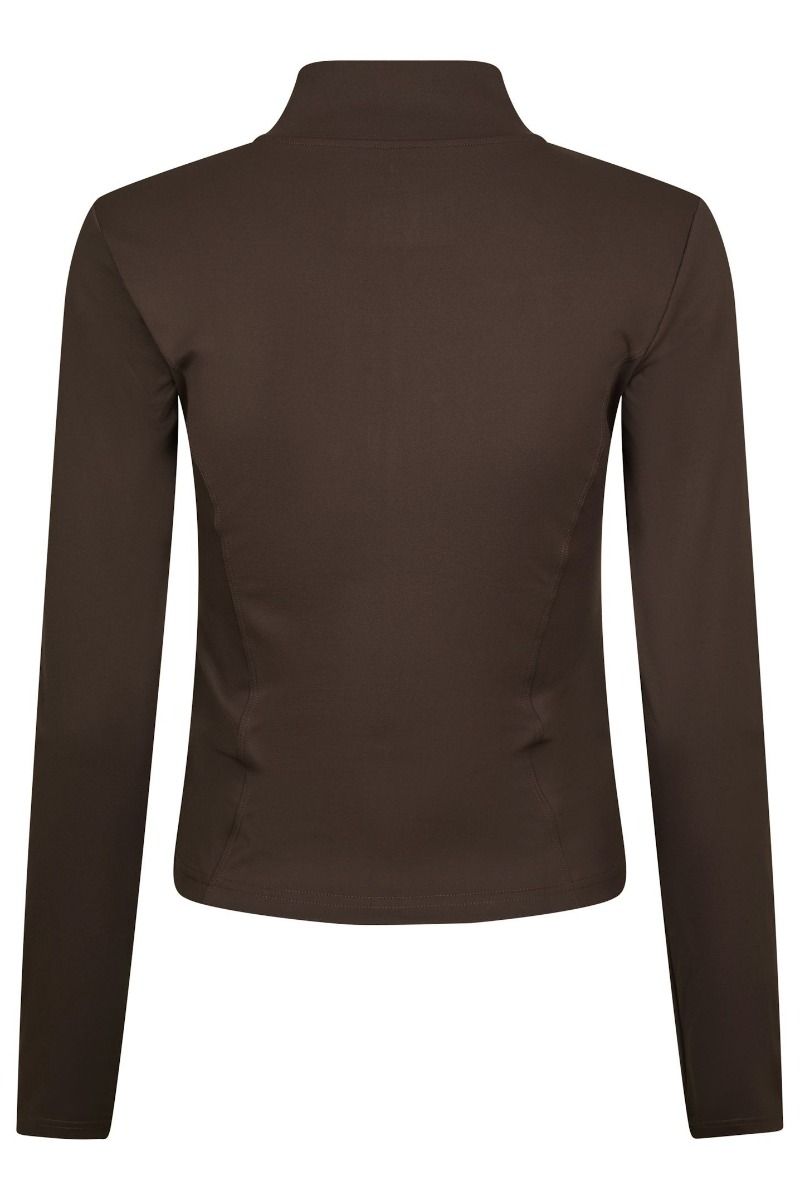 Neo Noir - Bluse - Nolana Zip Blouse - Chocolate Brown