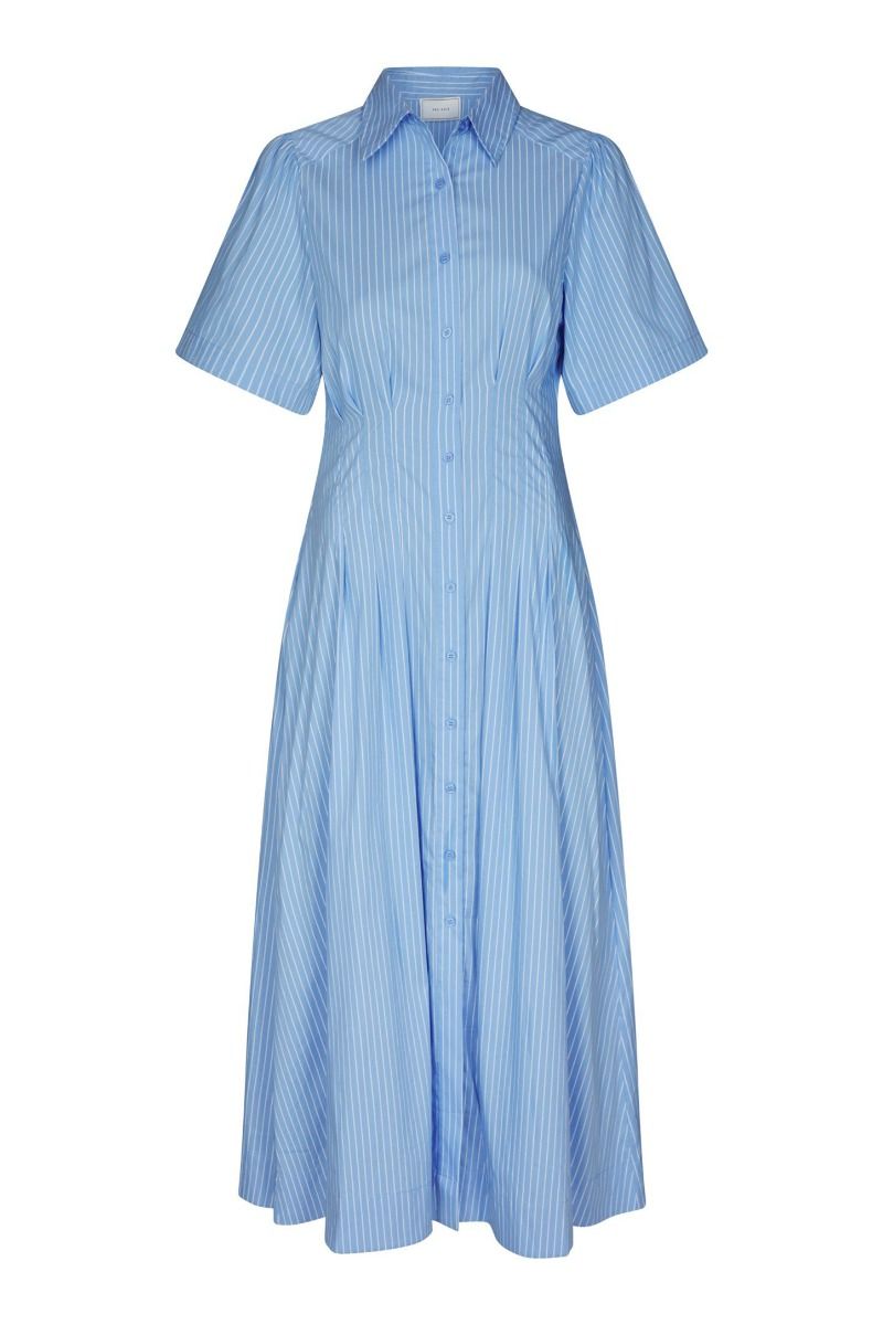Neo Noir - Kjole - Baia Stripe Poplin Dress - Light Blue 