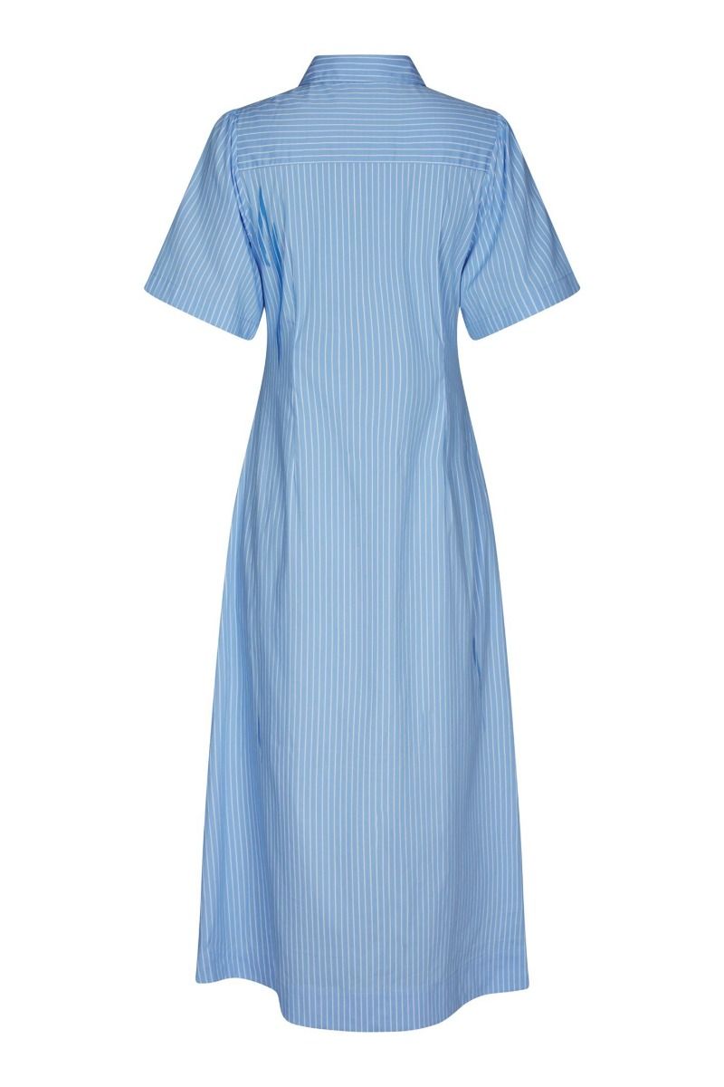 Neo Noir - Kjole - Baia Stripe Poplin Dress - Light Blue 