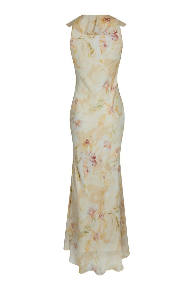 Neo Noir - Kjole - Zella Chiffon Print Dress - Dusty Yellow