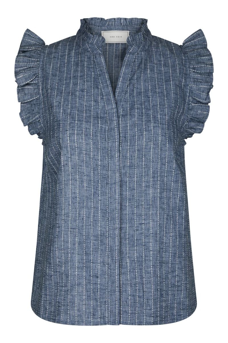 Neo Noir - Top - Siona Emb Stripe Top - Blue