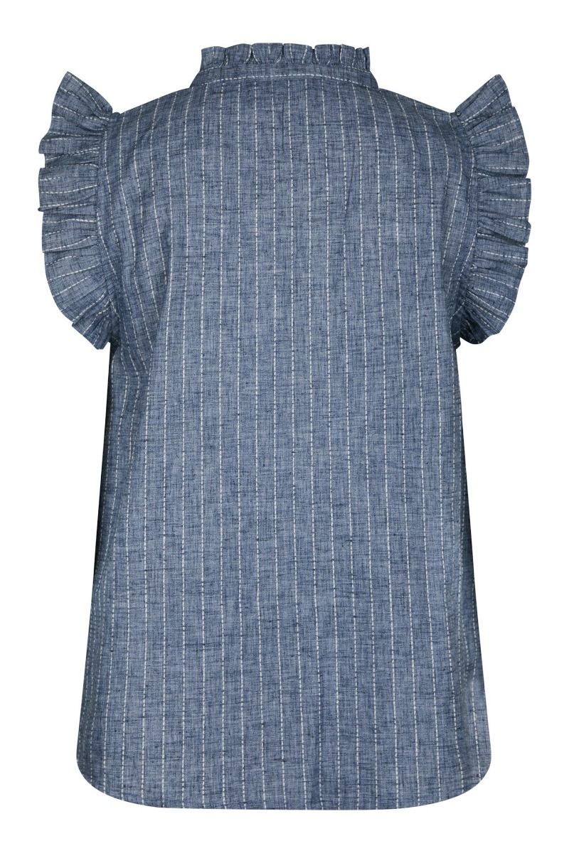 Neo Noir - Top - Siona Emb Stripe Top - Blue