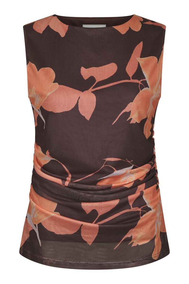 Neo Noir - Top - Liblana Flower Mesh Top - Brown