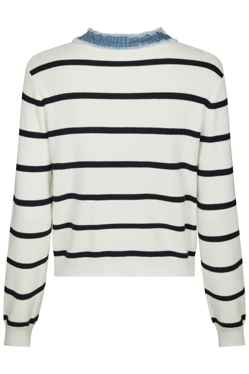Neo Noir - Cardigan - Zelma Stripe Denim Cardigan - Off White