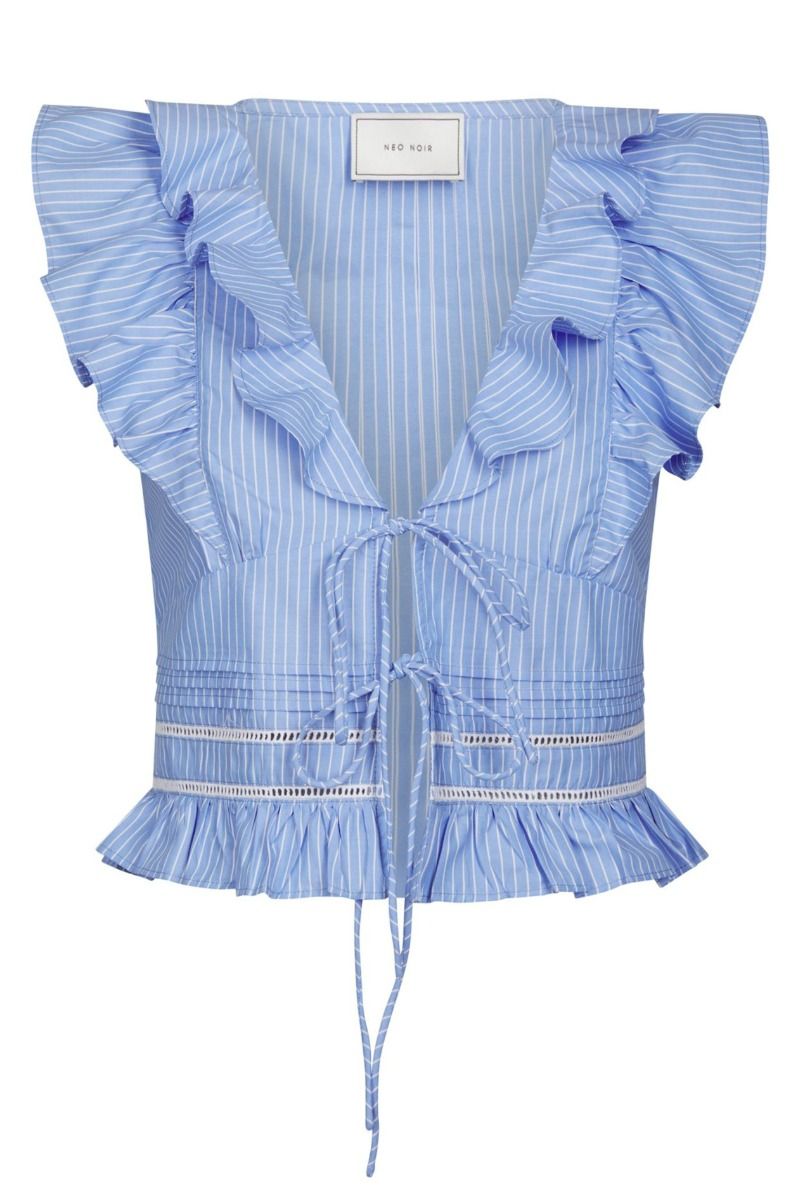 Neo Noir - Top - Jolia Stripe Top - Light Blue