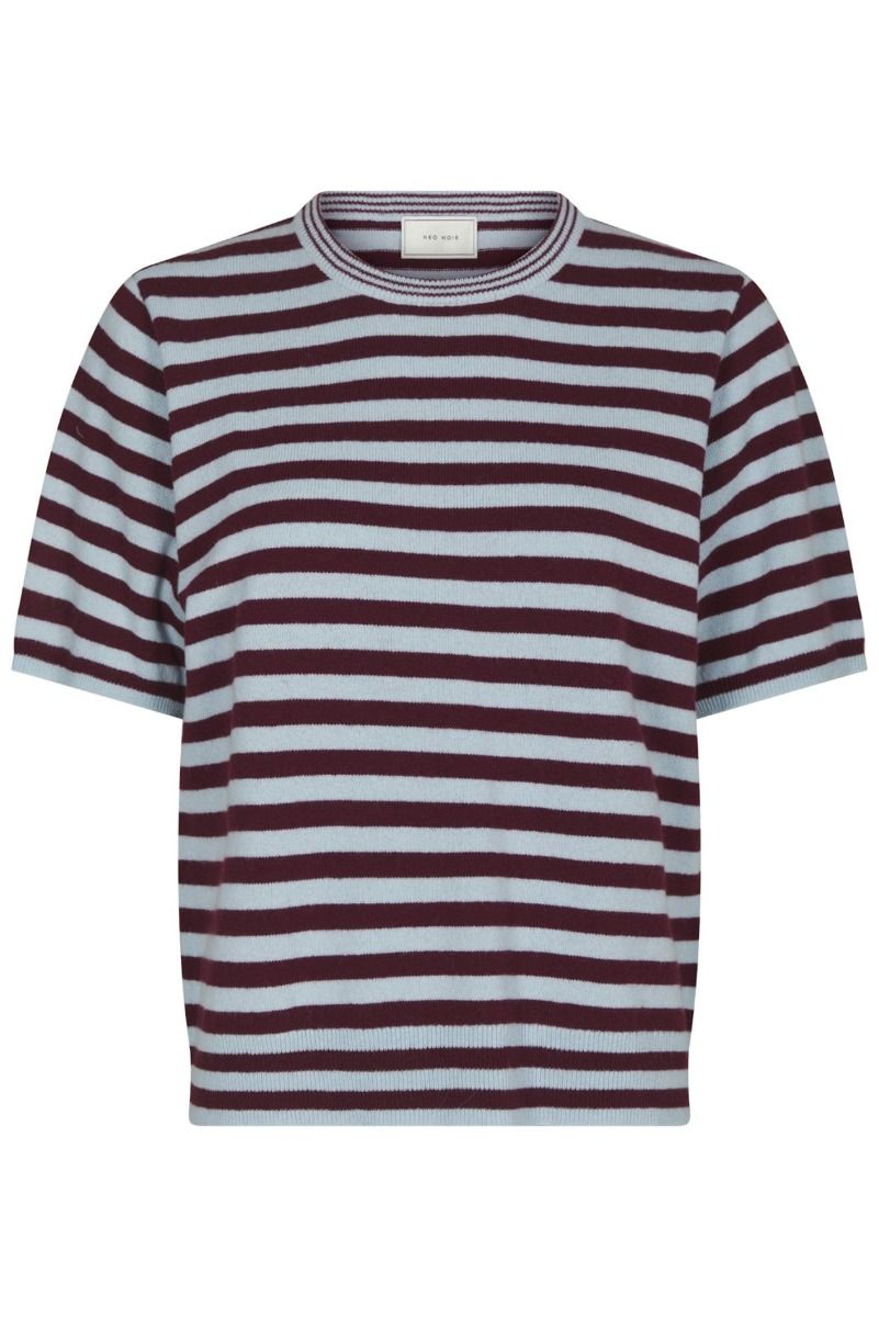 Neo Noir - T-shirt - Missy Stripe Knit Tee - Wine