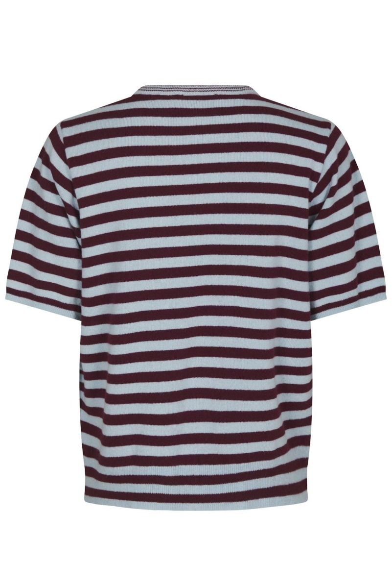Neo Noir - T-shirt - Missy Stripe Knit Tee - Wine