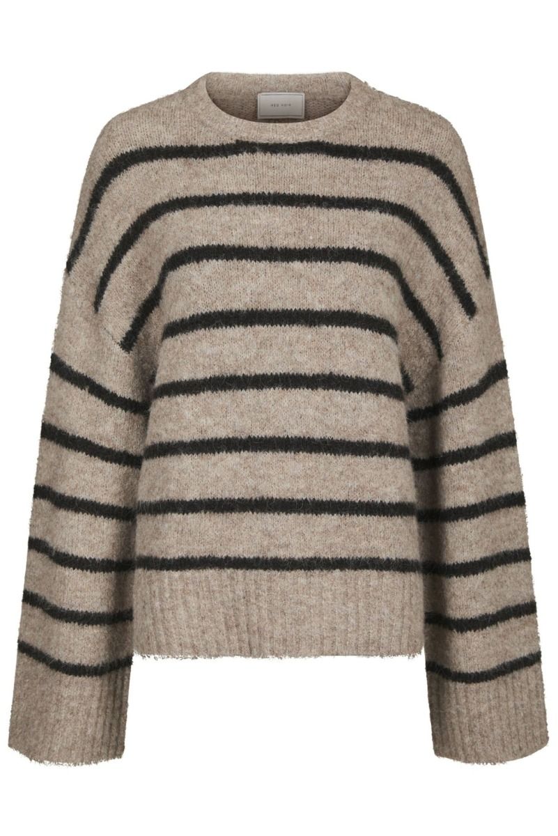 Neo Noir - Strik - Roeme Fluffy Stripe Knit - Beige Melange