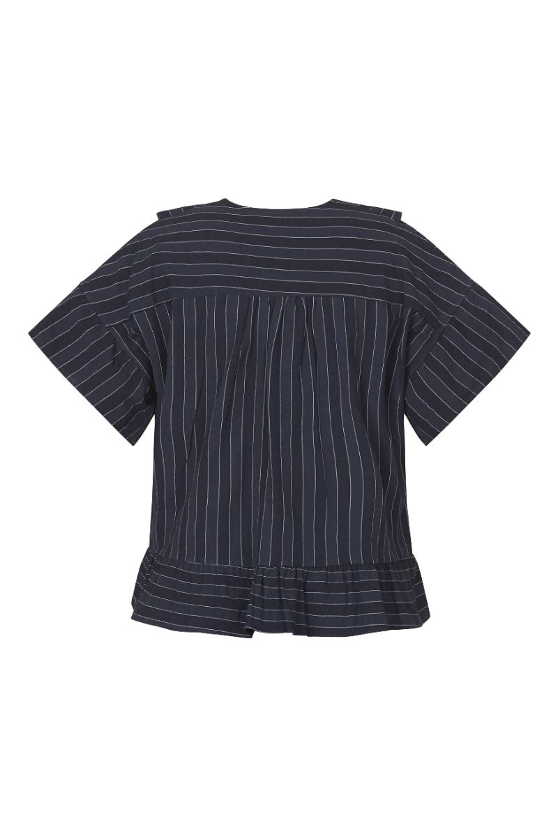 Sisters Point - Bluse - Veima-SS - Navy Pinstripe 