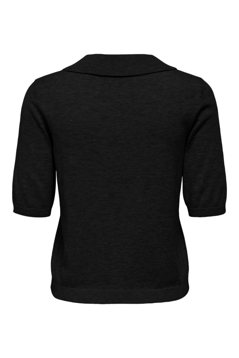 JDY - T-shirt - Bodil S/S Collar Pullover - Black
