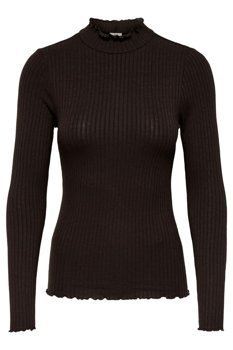 JDY - Bluse - Fransiska Life L/S Hi-Neck Top - Black Coffee