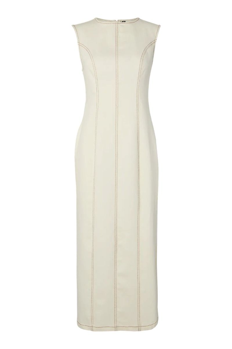 Pieces - Kjole - Franna SL Long Denim Dress - Sweet Corn (Levering midt april)