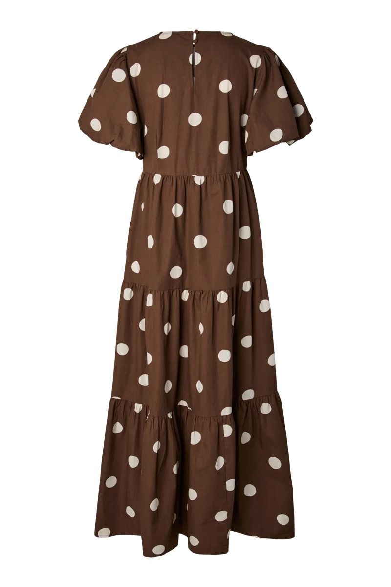 YAS - Kjole - Colea SS Ankle Dress - Pinecone Ecru polka dots (Levering midt juni)