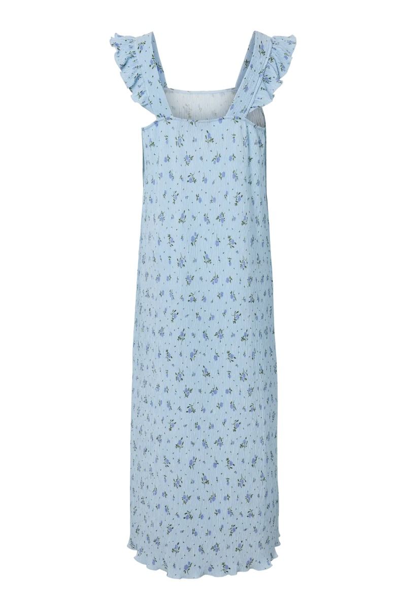 Pieces - Kjole - Flora Strap Flounce Dress - Cashmere Blue Blue flowers (Levering midt april)