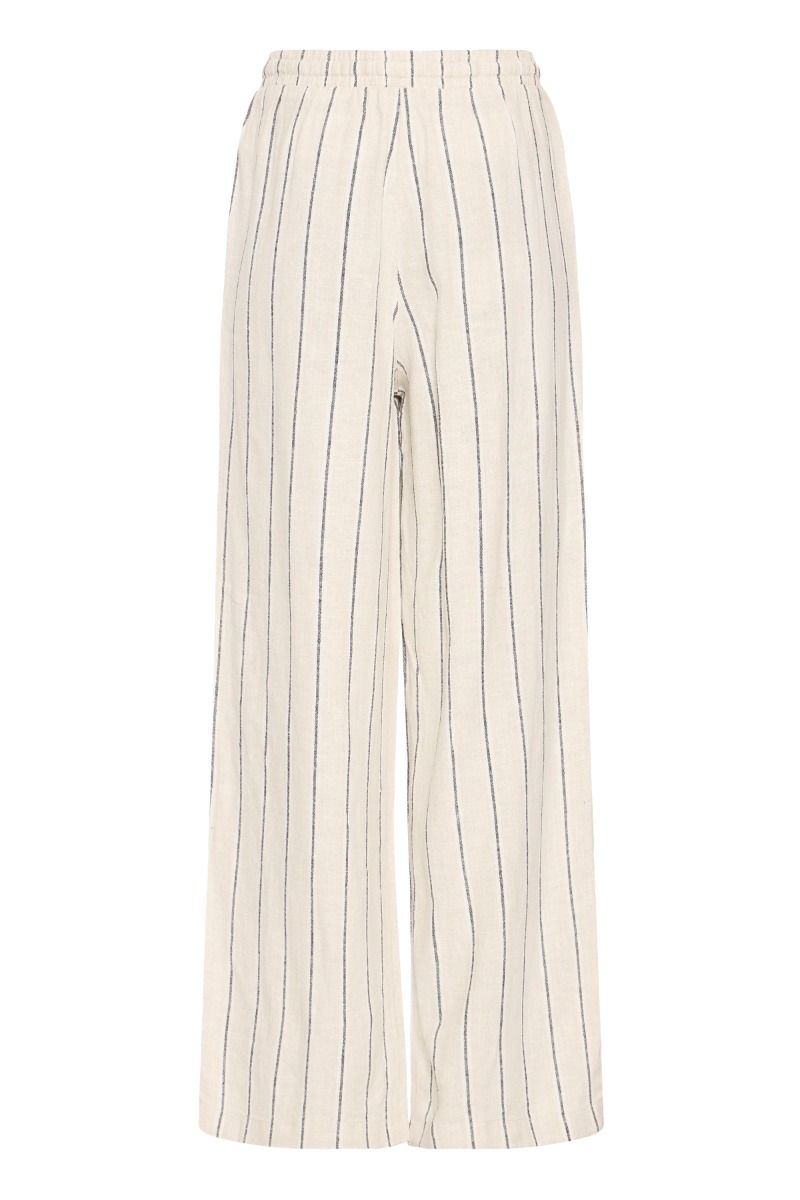 Ichi - Bukser - IH Linno PA FL - Natural Ecru Stripe
