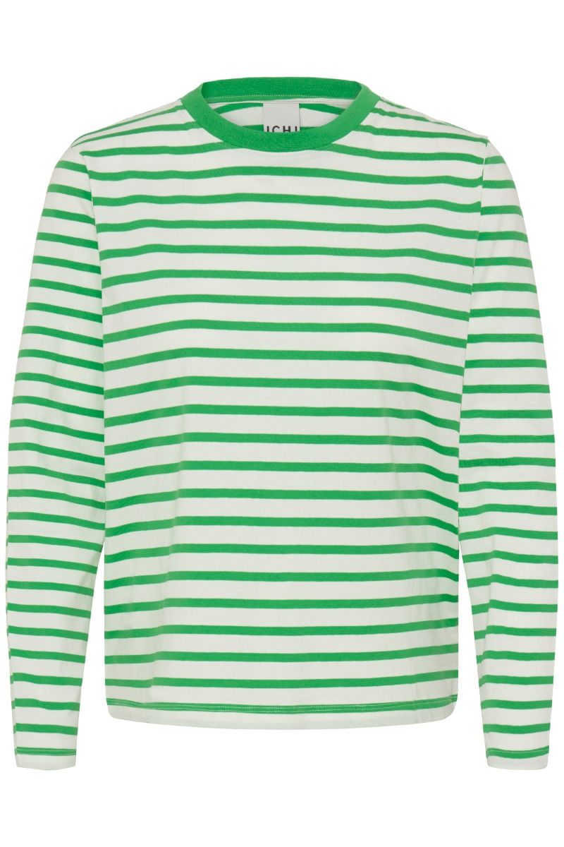 Ichi - Bluse - Mira Loose - Kelly Green/Cloud Dancer