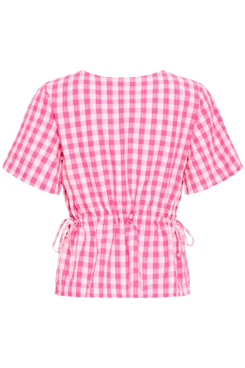 Ichi - Top - Felica SS - Very Berry/Pink Check (Levering midt april)
