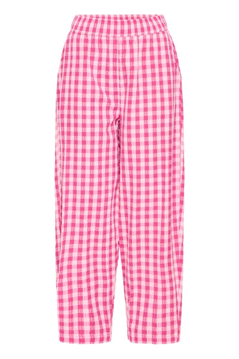 Ichi - Bukser - Felica PA - Very Berry/Pink Check (Levering midt april)