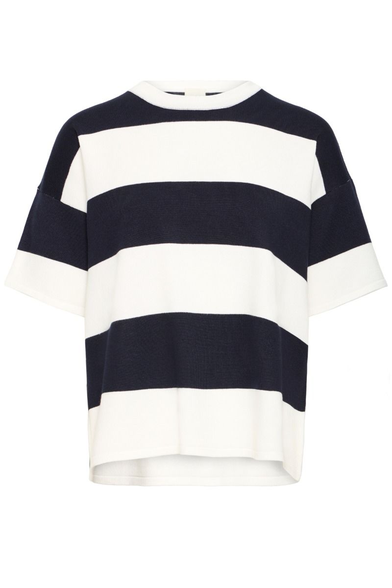 Ichi - T-shirt - Luls Loose SS - Wide Total Ec White Stripe