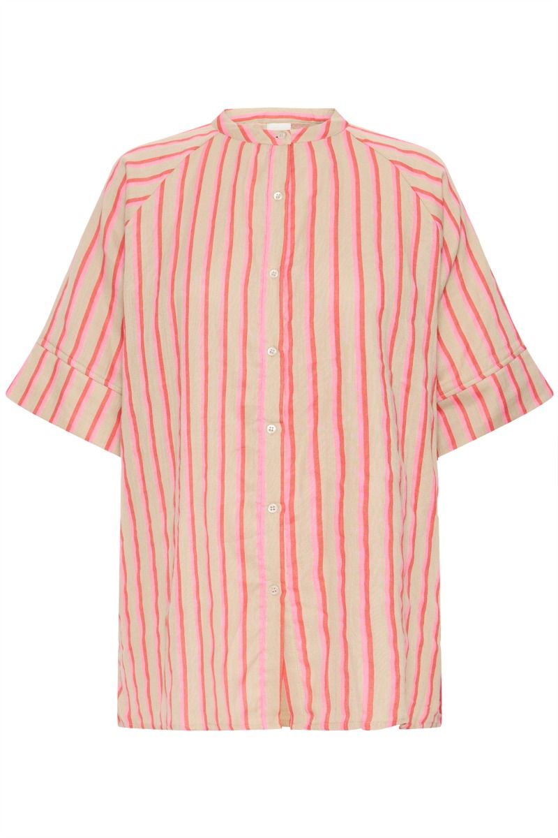 Ichi - Skjorte - Foxa 2/4 SH Striped - Azalea Stripe (Levering midt april)