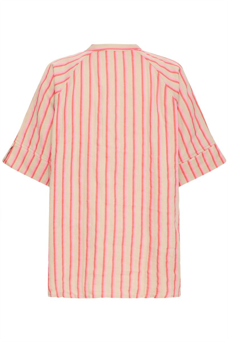 Ichi - Skjorte - Foxa 2/4 SH Striped - Azalea Stripe (Levering midt april)