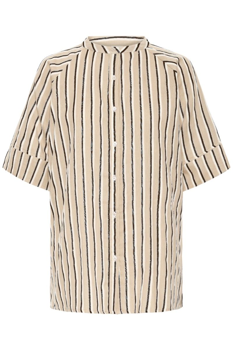 Ichi - Skjorte - Foxa 2/4 SH Striped - Meteorite Stripe (Levering midt april)