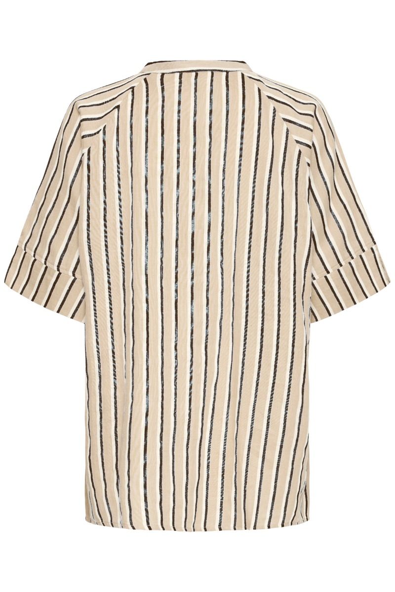 Ichi - Skjorte - Foxa 2/4 SH Striped - Meteorite Stripe (Levering midt april)