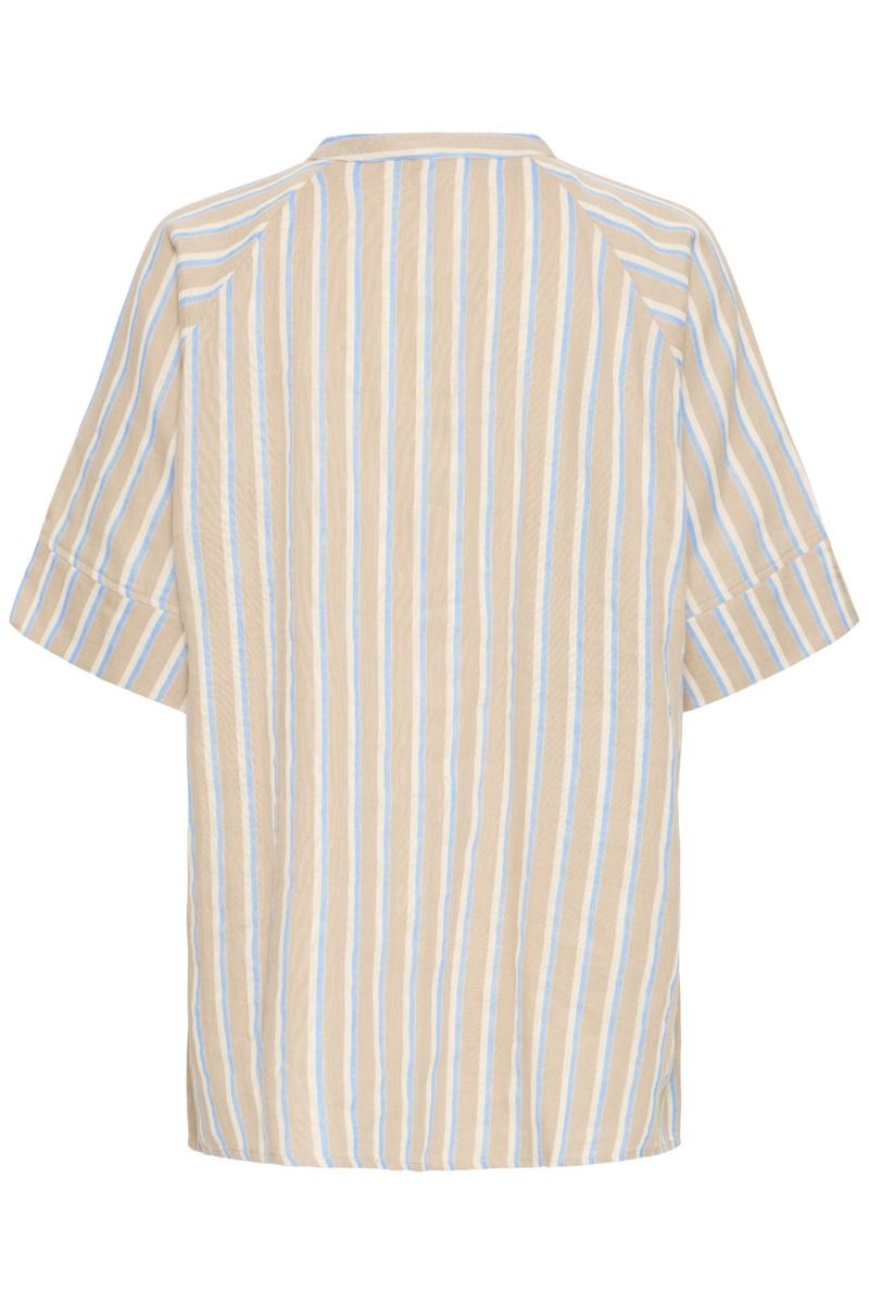 Ichi - Skjorte - Foxa 2/4 SH Striped - Placid Blue Stripe (Levering midt april)