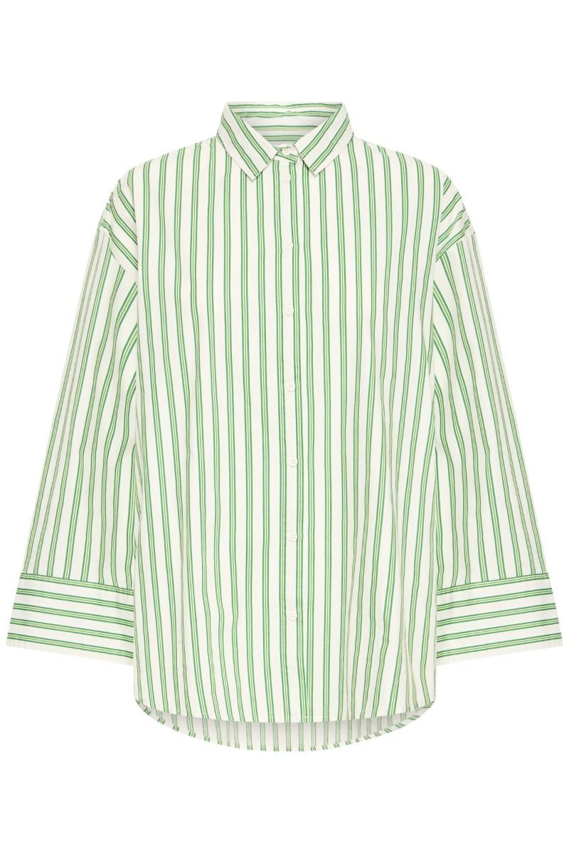 Ichi - Skjorte - Gilu SH - Green & White Stripes