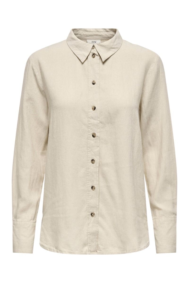 JDY - Skjorte - Say L/S Linen Loose Shirt - Oatmeal