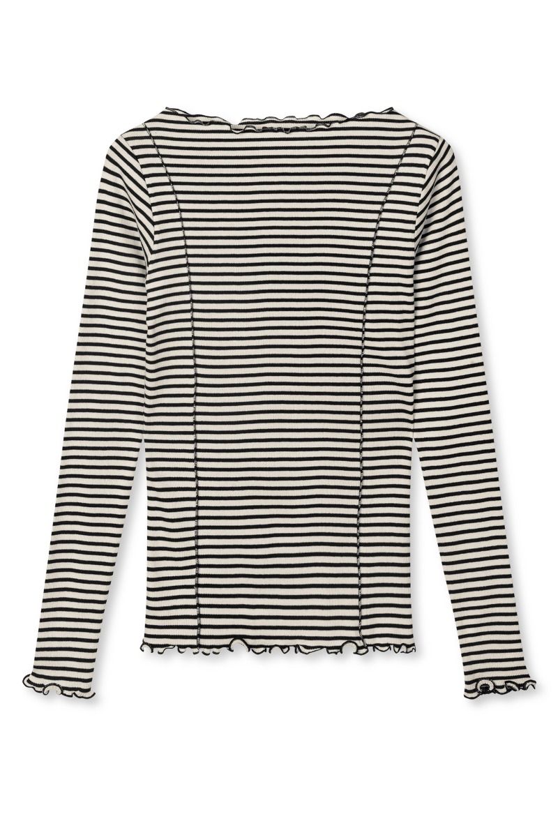 Mads Nørgaard - Bluse - 2X2 Cotton Stripe Siri Top - Vanilla Ice/Black