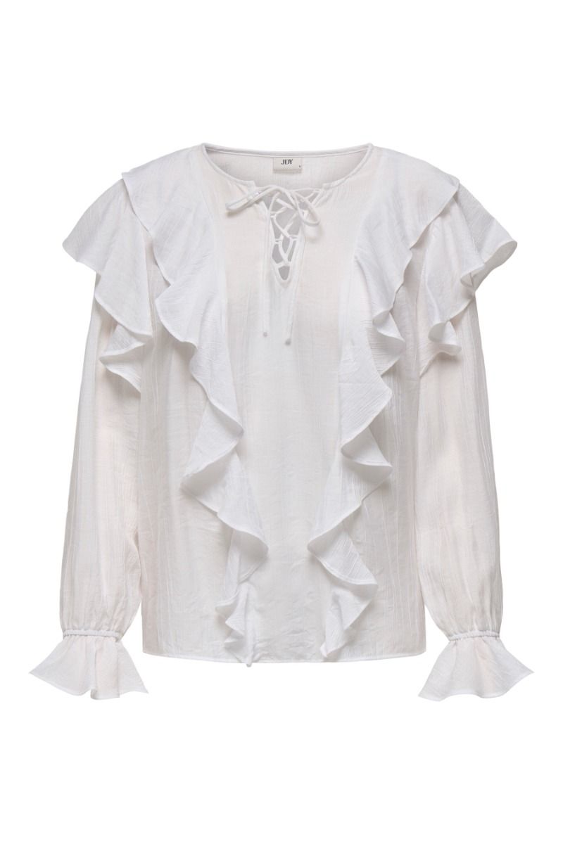 JDY - Bluse - Beth L/S Frill Top - Cloud Dancer