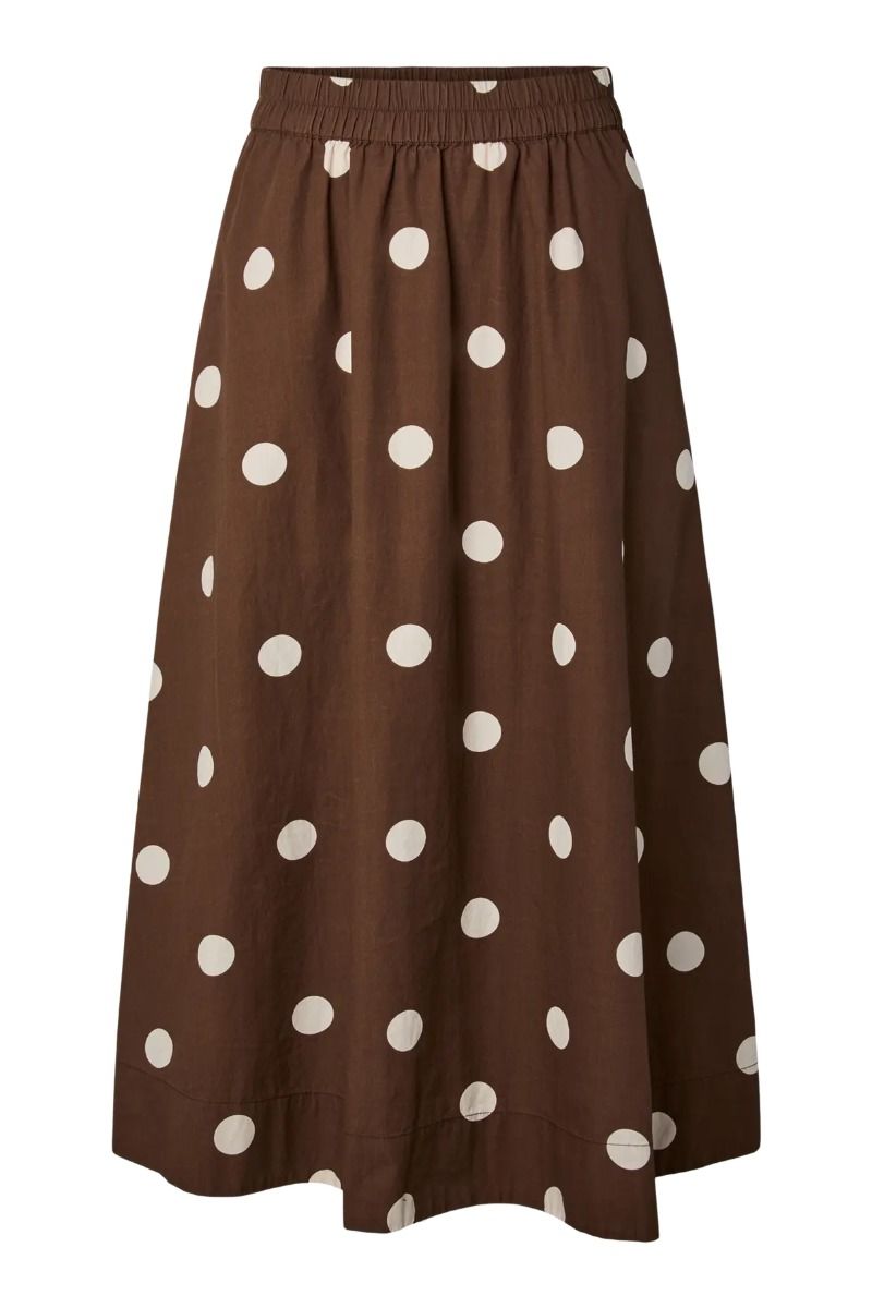 YAS - Nederdel - Colea HW Ankle Skirt - Pinecone Ecru polka dots (Levering midt juni)