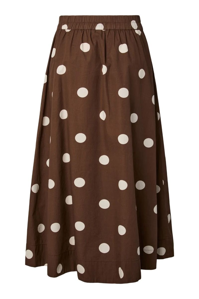 YAS - Nederdel - Colea HW Ankle Skirt - Pinecone Ecru polka dots (Levering midt juni)