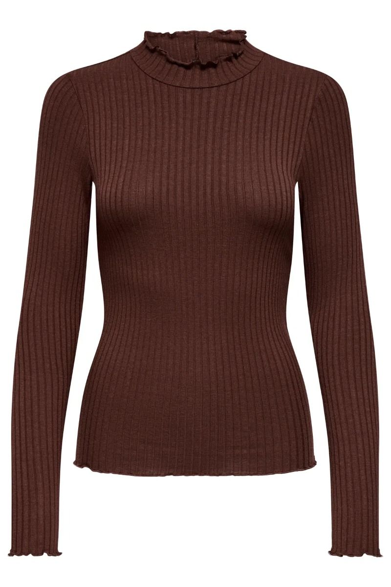 JDY - Bluse - Fransiska Life L/S Highneck Top - Rum Raisin