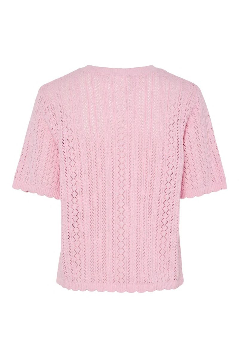 Pieces - Top - Nuka SS O-Neck Knit Cardigan - Roseate Spoonbill