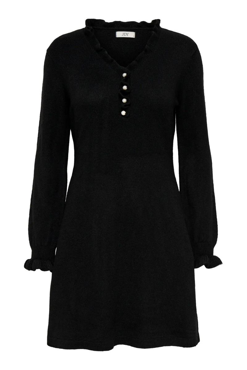 JDY - Kjole - Letty L/S V-Neck Frill Dress - Black