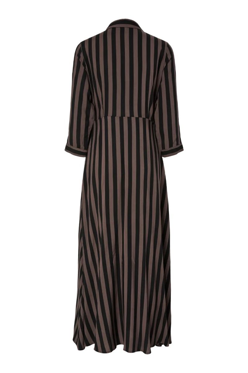 YAS - Kjole - Savanna Long Shirt Dress - Chocolate Brown - Black (Levering midt juli)