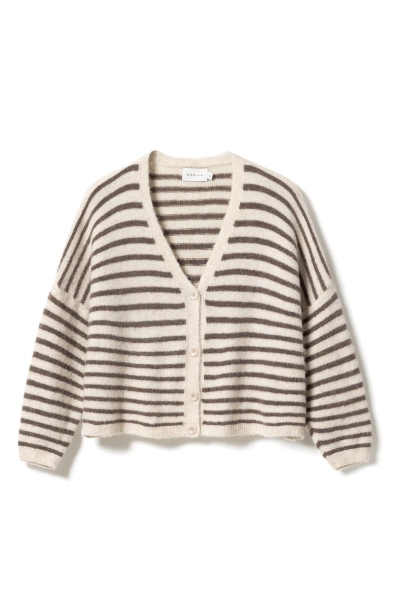 Noella - Strik - Lenda Knit Cardigan - Brown Ivory Stripe